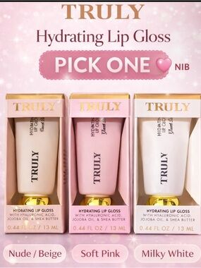 TRULY Hydrating Lip Gloss Trio in Nude/Beige, Soft Pink & Milky White